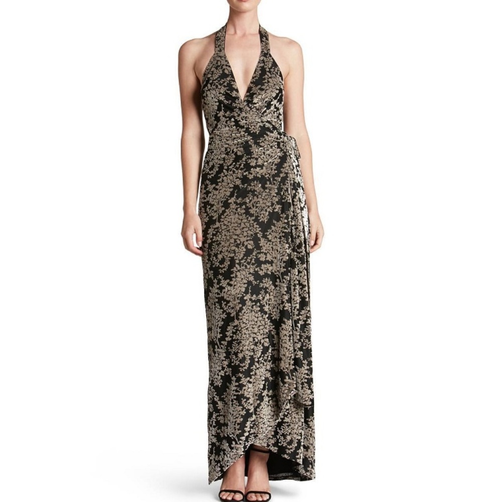 Erica Floral Velvet Wrap Gown
